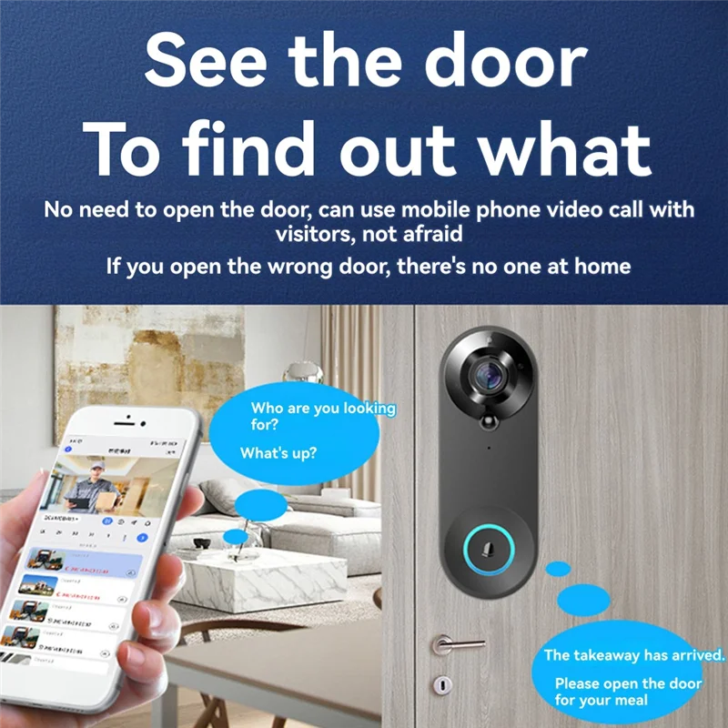 AAAEL-Wireless WIFI Doorbell Video Intercom Door Bell With Camera 2MP Smart Home For Security Protection PIR Motion Detection