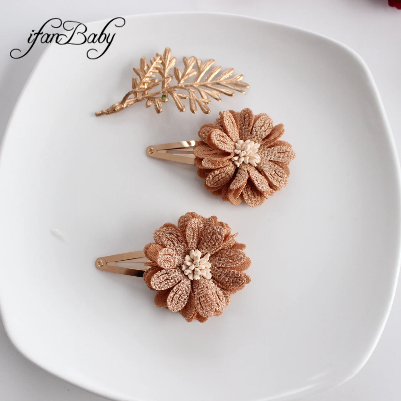 Fashion Flower BB Hair Clips Pin Headwear For Baby Kids Girl Hair Accessories 2 PCS/SET