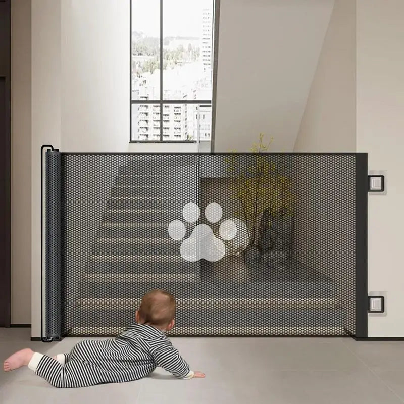 Dog Gate Indoor Retractable Mesh Baby Fence Pet Accessories For Porch Window Fireplace Doorway Yard Nursery Kitchen Balcony Pool