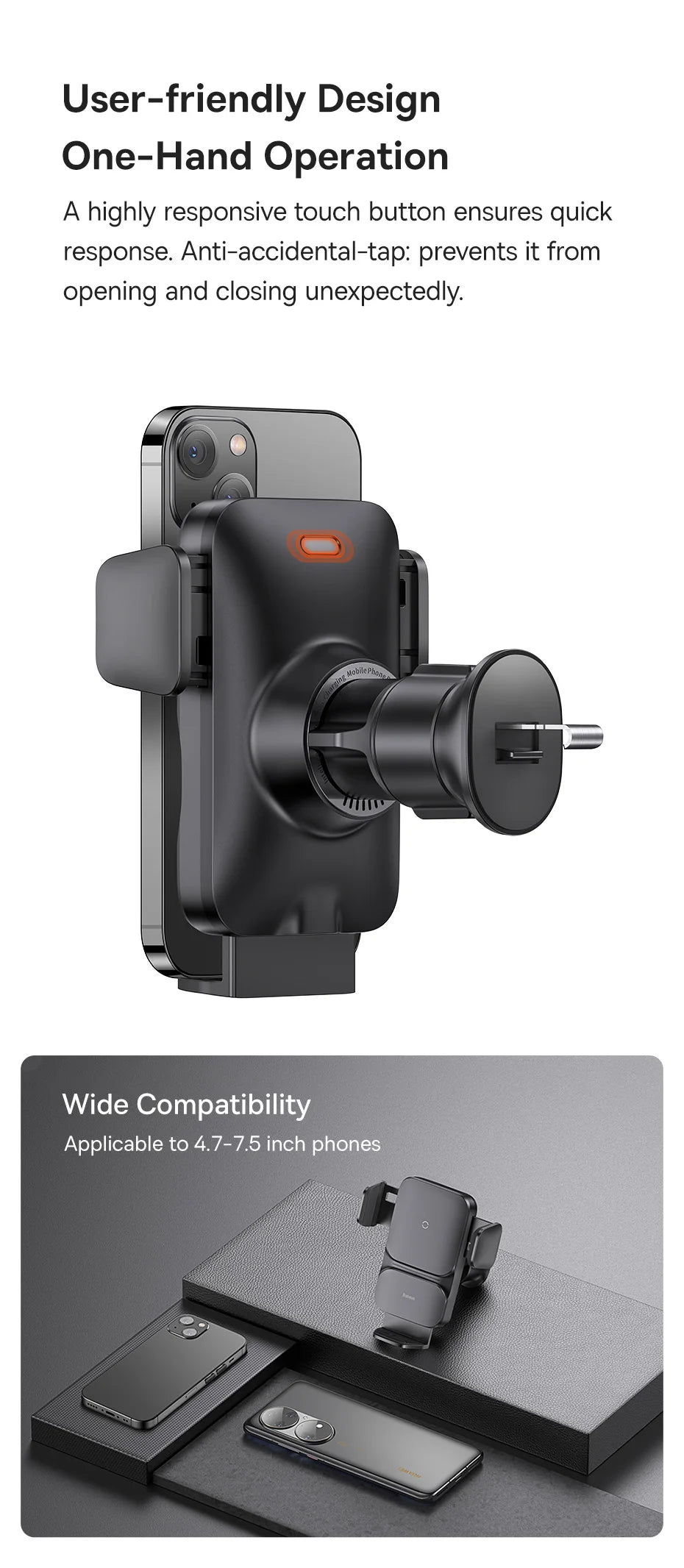 Baseus Qi 15W Wireless Car Phone Charger Holder Mount Bracket Fast Charging Holder For Samsung iPhone Car Phone Holder Mount