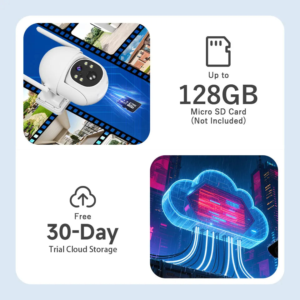 Solar Powered WiFi Security Camera Outdoor 3MP HD with Color Night Vision Two Way Audio Motion Detection & Pan - Tilt Control