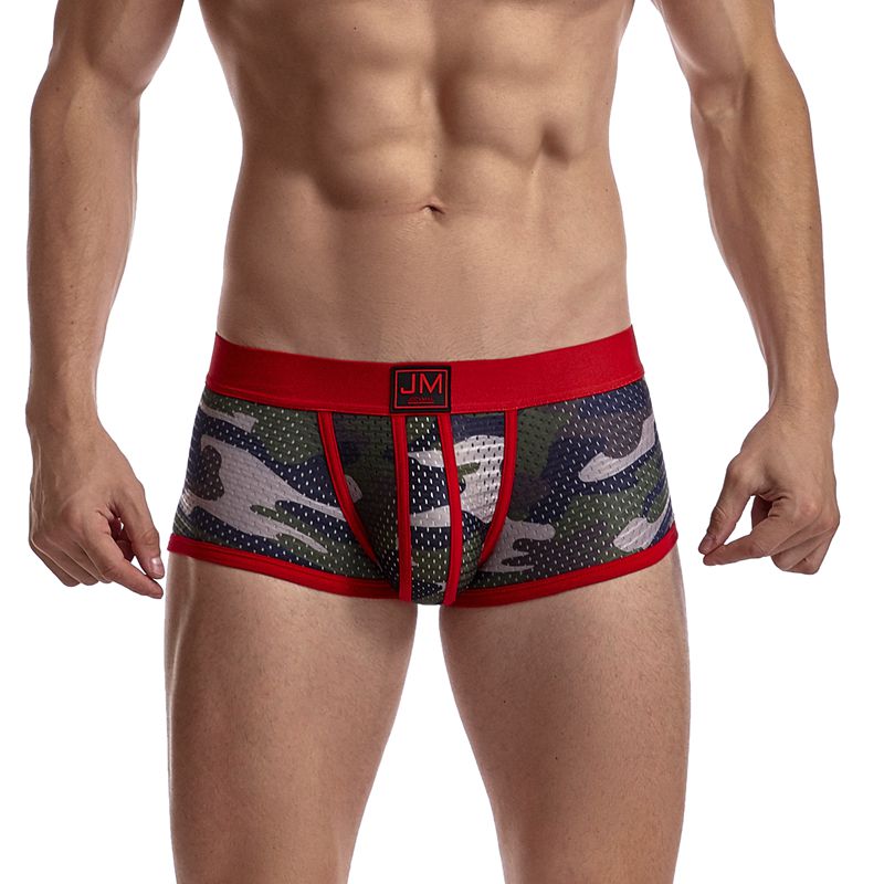 Sexy Underwear Men Boxer Briefs Cueca Gay Male Panties Mesh Camouflage Fashion Men Under Wear Lingerie Underpants Pouch Shorts