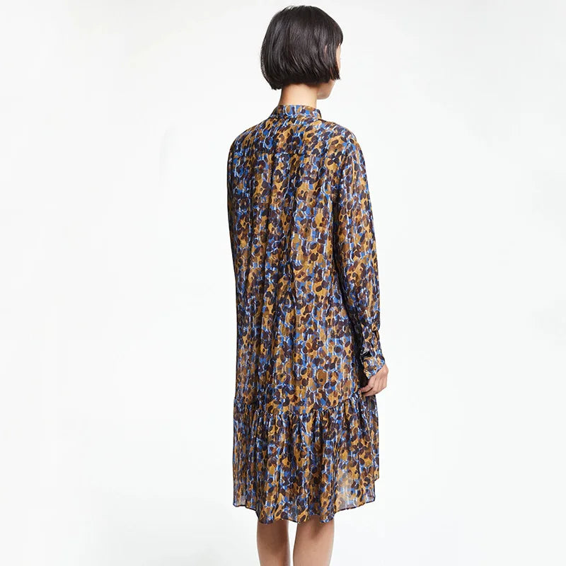 Women's Dress New Popular Fashion Party Long Sleeved Shirt Female Dress Layered Skirt Hem Design Leisure Office Ladies Dress