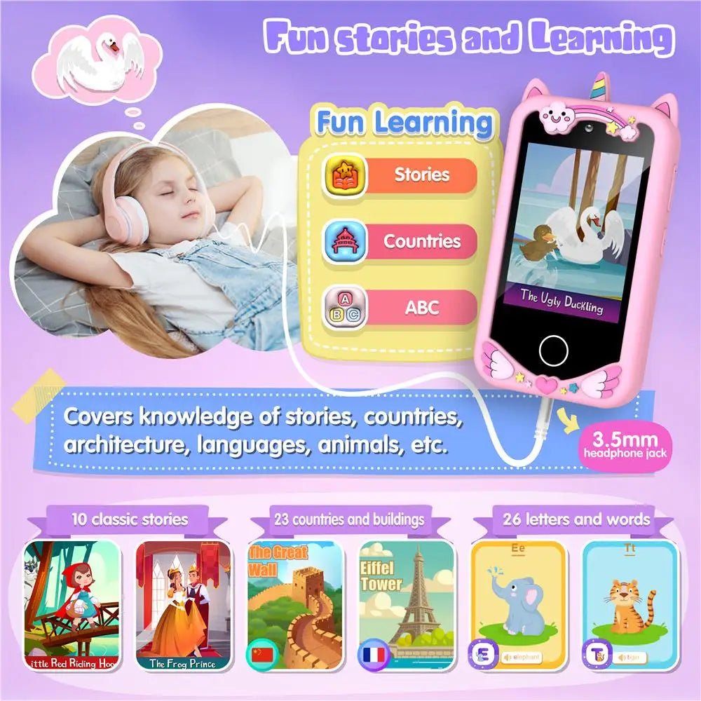 Kids Smart Phone 28 Games 20 Stories Video Music Player Toy Phone Camera Habit Tracker Learning Educational Toys Children Gifts