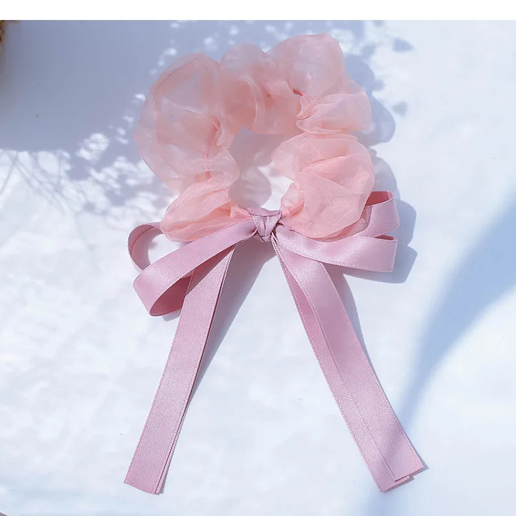 Children's Bow Hair Band Sweet Hair Rope French Large Intestine Ring Solid Color Headband Headwear Girls Kids Hair Accessories