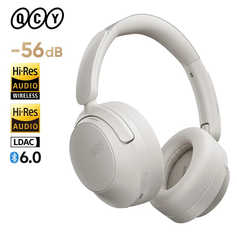 QCY H3S Wireless Headphones Bluetooth 6.0 Noise Canceling -56dB Over Ear Earphone Hi-Res Spatial Audio Dual Driver Headset 102H