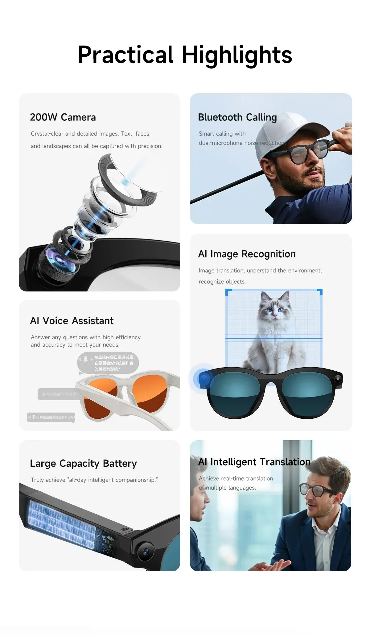 2025 Smart Glasses Photography Video AI Intelligent Interactive Translation Smart Sunglasses Bluetooth Call Music Play For IOS