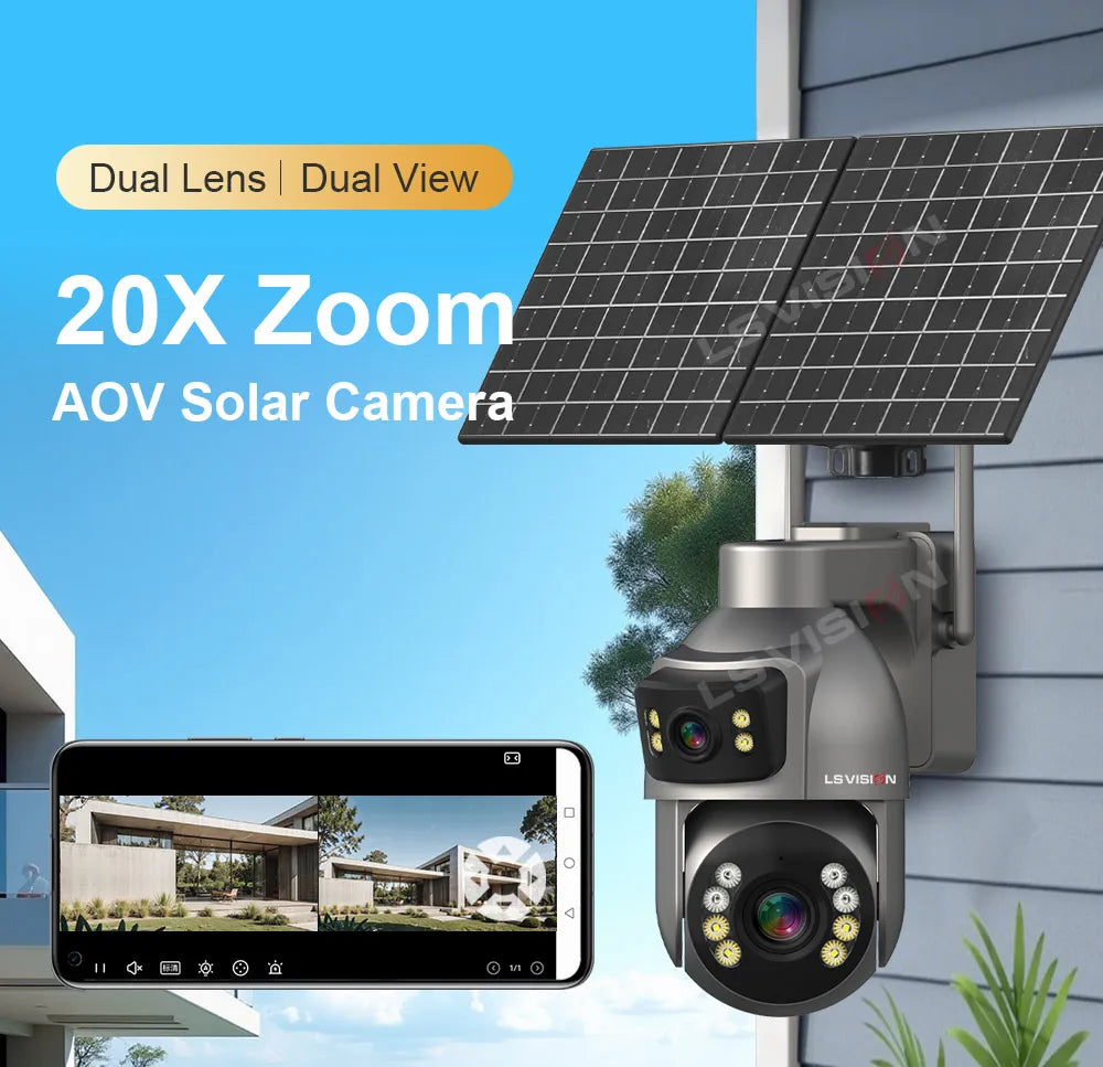 LS VISION 4G WiFi Solar Powered CCTV Camera AOV 7/24 Network Home Security AI Popular Outdoor Solar Network Camera