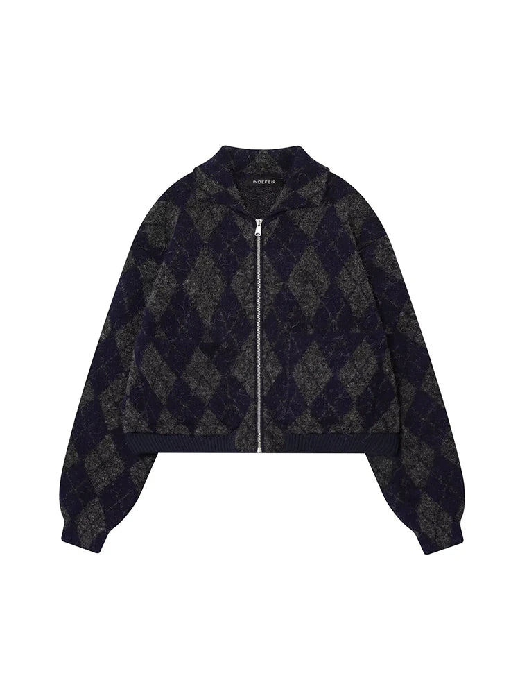 Women's Knitted Jacket 2025 Women Long Sleeve Zipper Leisure Jackets High Street Short Coats Lady Autumn New Fashion Outerwears