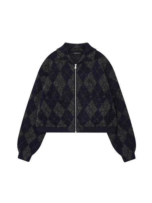 Women's Knitted Jacket 2025 Women Long Sleeve Zipper Leisure Jackets High Street Short Coats Lady Autumn New Fashion Outerwears