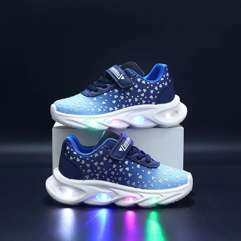 Kids' Casual Shoes Children Led Light Spring Outdoor Sneakers For Breathable Anti-slip Black  Blue Pink Size 21-30