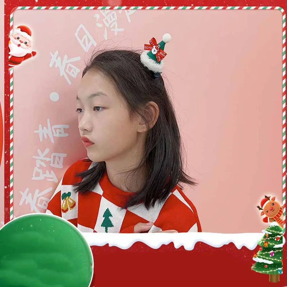 Cap Santa Claus Kids Gifts Christmas Costume Dress Up Korean Hair Accessories Children Hair Clip Christmas Hat Hairpin