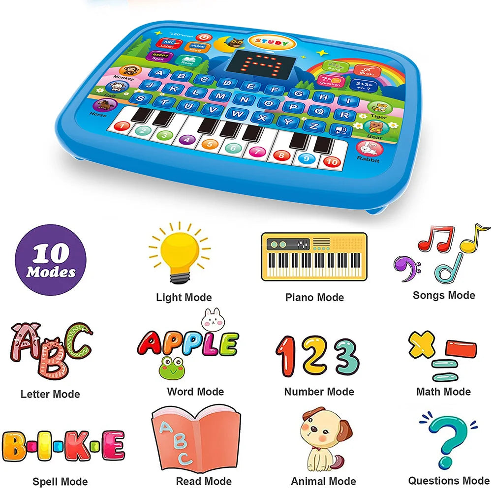 Kids’ Education Tablet Toy, Age 3+ Literacy Math Music Learning, Doubles as Electronic Keyboard, Birthday Christmas Gift