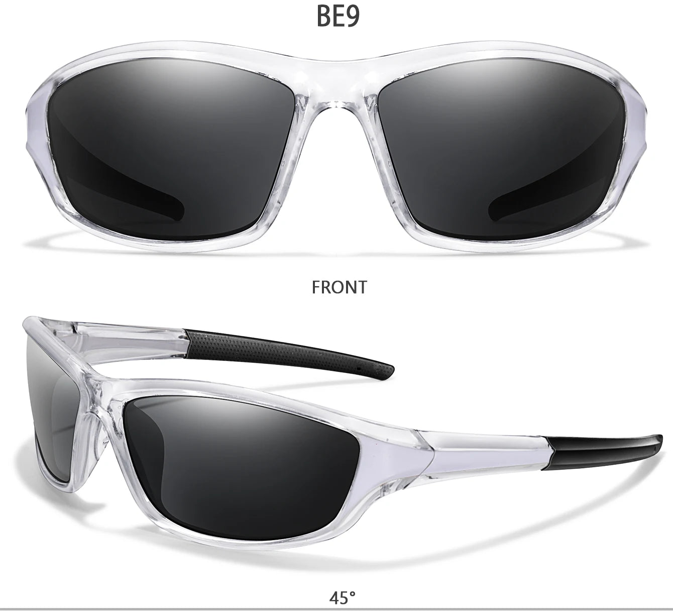 Men and Women Polarized Fishing Sunglasses Outdoor Sports Cycling Driving Hiking Eyewear Camping Travel Transparent Frame UV400