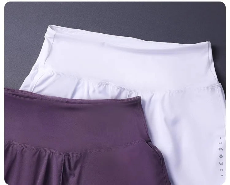 Women's 2 in 1 Shorts with Pockets - Lightweight Breathable Loose Anti-Disclosure Split Side for Yoga Running Gym