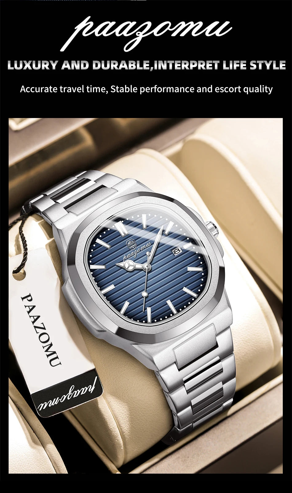 PAAZOMU 2025New Men Stainless Steel Watch Quartz Waterproof Male Clock Business Watch Mens Watches Top Brand Luxury Men Watch