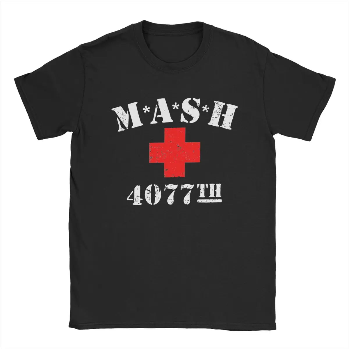 Men T-Shirts Mash 4077 TV Show Vintage Pure Cotton Tees Short Sleeve T Shirts Round Neck Clothes Classic