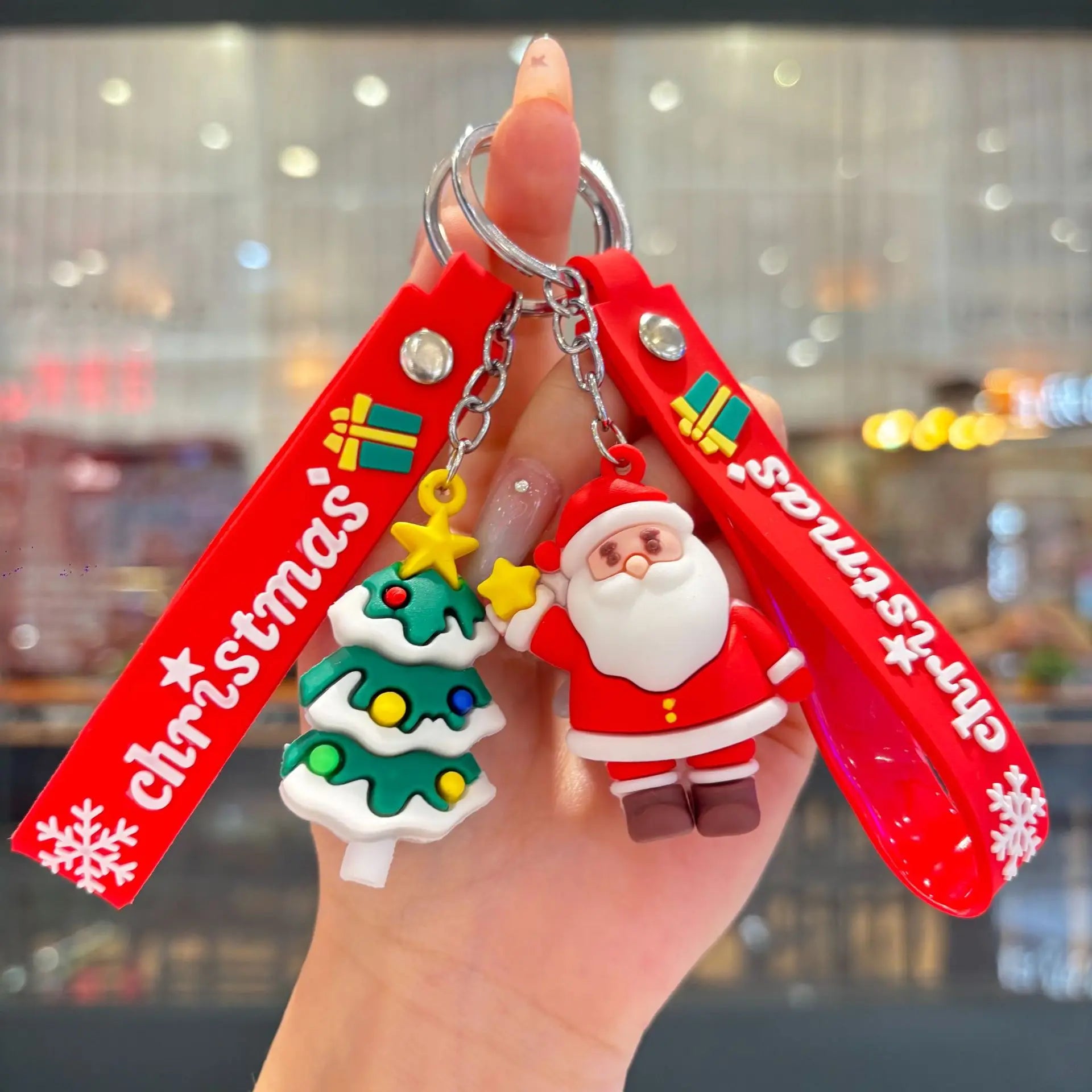 Christmas Gift 2025 Cute Santa Keychain Cartoon Pendant for Bag Car Keys Decor Stocking Stuffer for Kids Children Daughter Son