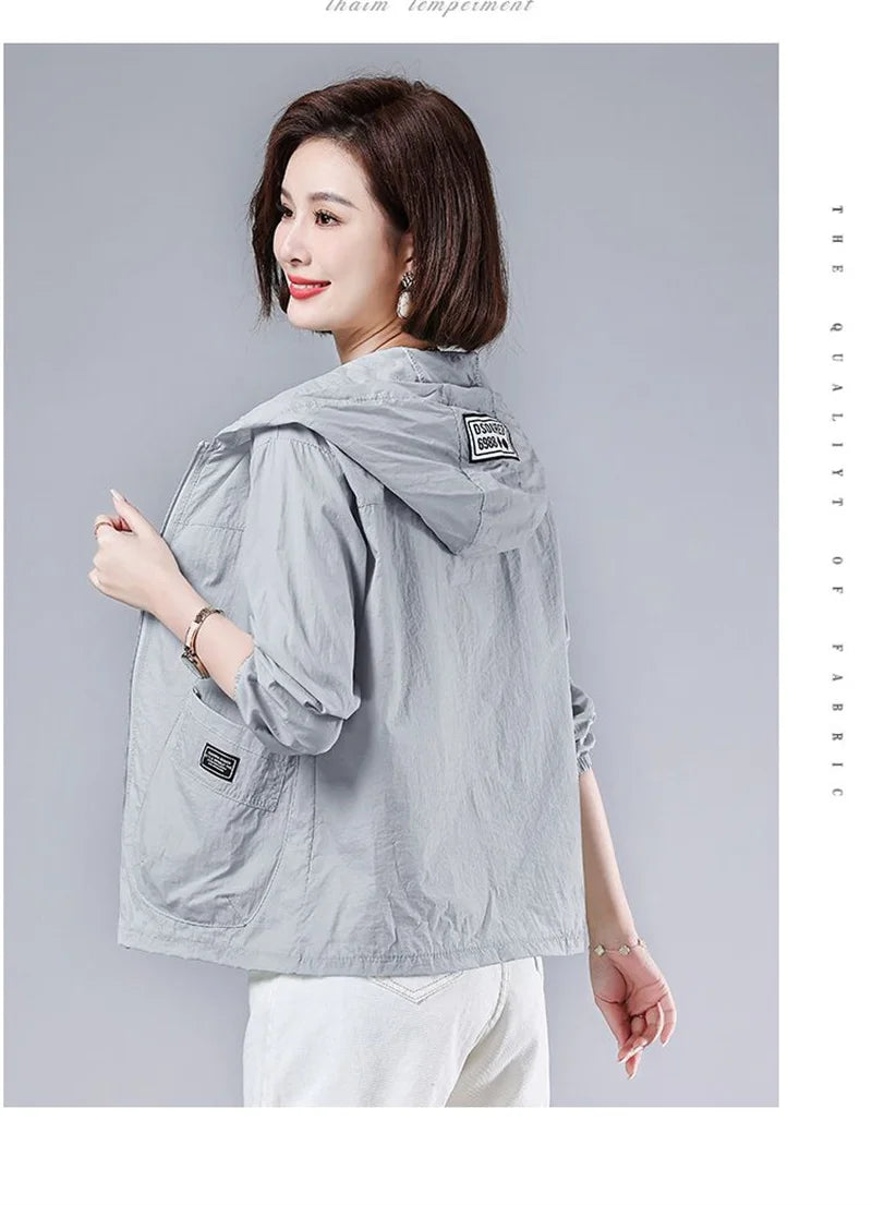2025 New Summer Women Jacket Waterproof Sun Protection Clothes Thin Lightweight Jacket Women Quick Dry Sport Coat Windbreaker