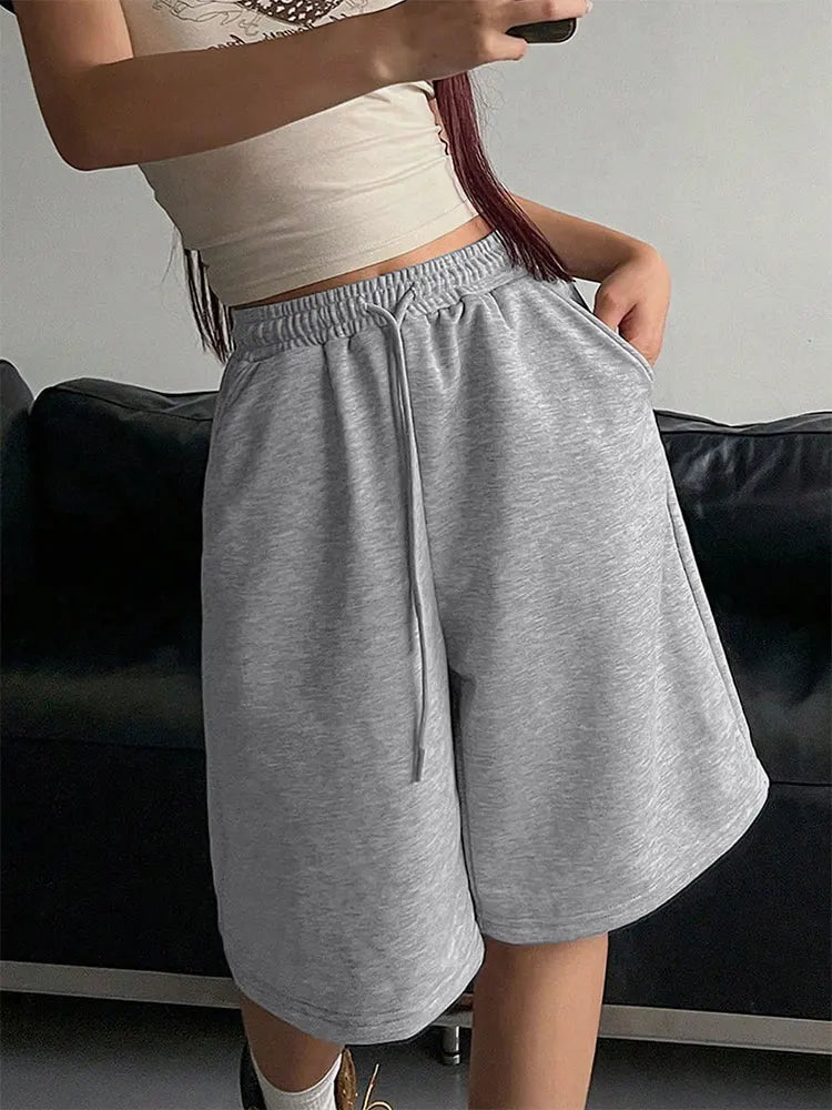Women's Shorts Summer New Streetwear Fashion Casual Slim Lace-up Shorts Elegant Female Personality Versatile Knitted Loose Pants