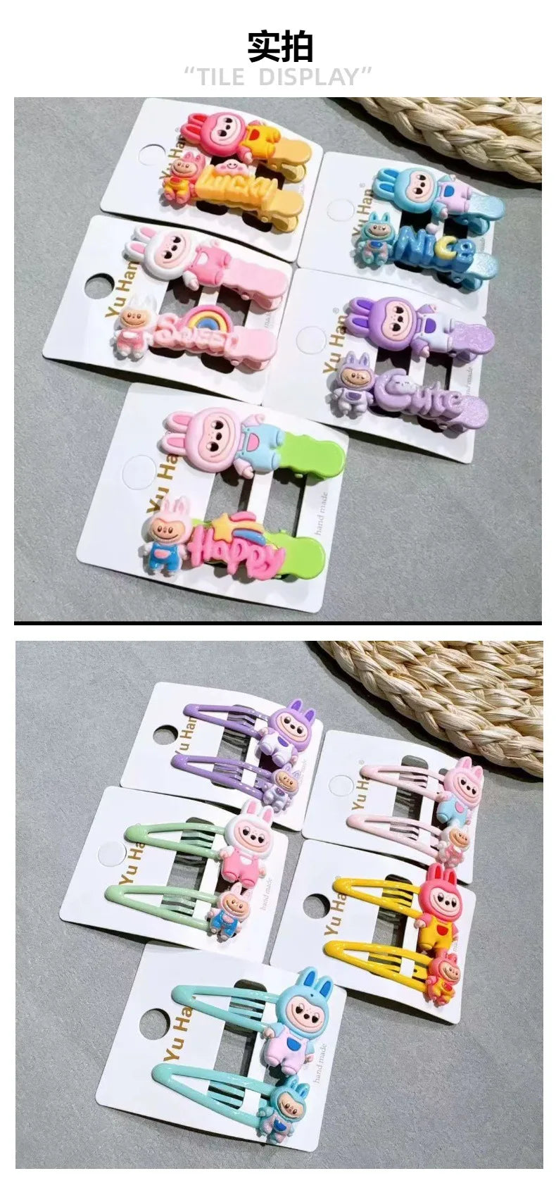 10pcs Children's Hair Clips for Girls Anime Cartoon Hair Accessories Kawaii Ponytail Clips Friends for Gifts