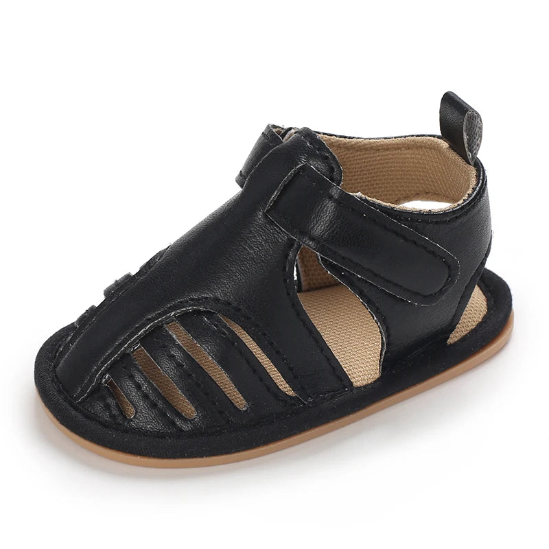 0-18M Newborn Baby Shoes Boys and Girls Summer PU Soft Rubber Sole Anti slip Baby First Step Walking Shoes Baby Sandals