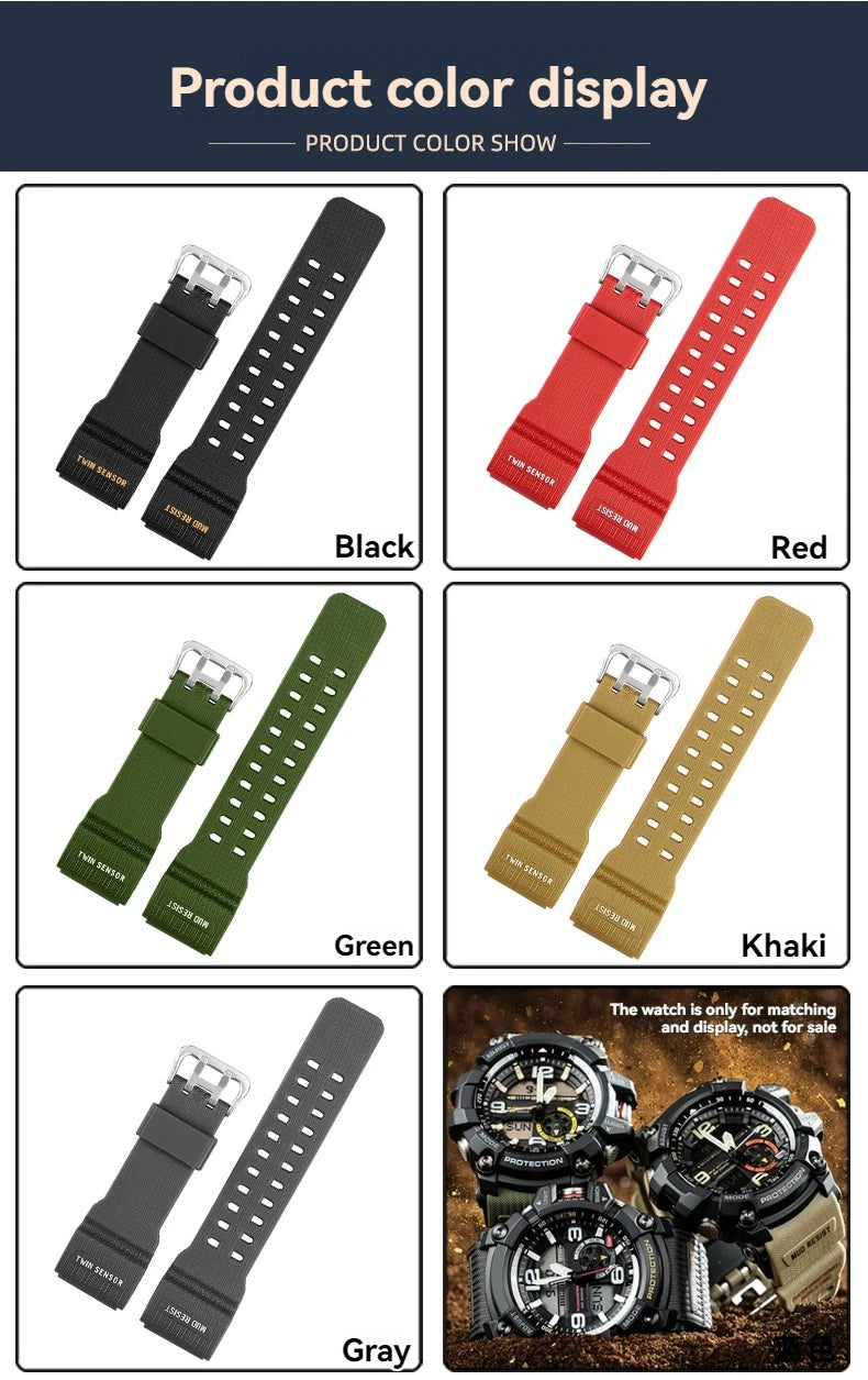 Resin Band for Casio G-SHOCK GG-1000/GWG-100/GSG-100 Mudmaster, Shockproof Watch Strap Replacement Outdoor Sports Accessories