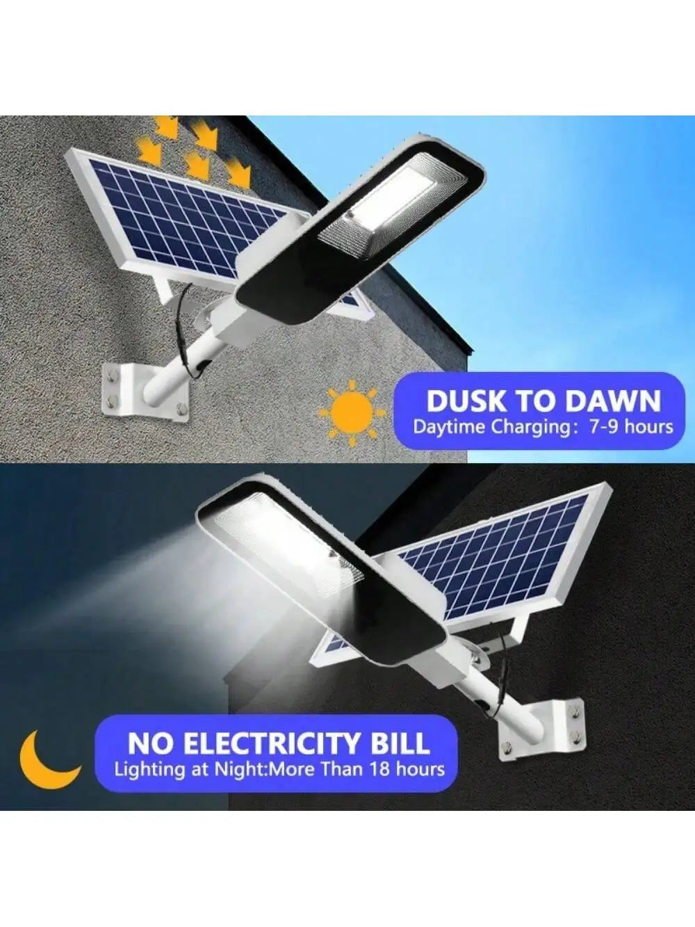 Super Bright Solar Street Light Outdoor-Heavy Duty Metal Waterproof IP65 Park Garden Garage Playground Commercial Lighting
