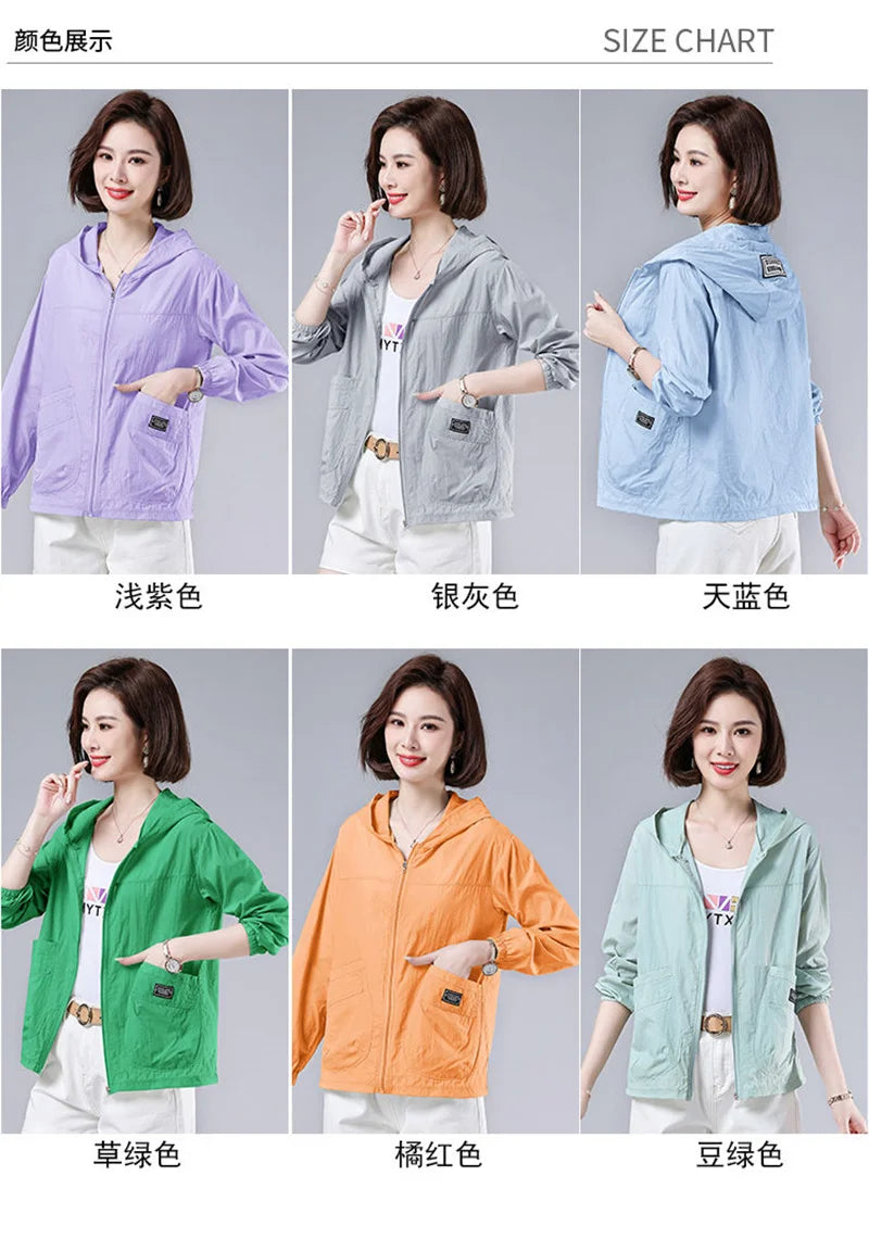2025 New Summer Women Jacket Waterproof Sun Protection Clothes Thin Lightweight Jacket Women Quick Dry Sport Coat Windbreaker