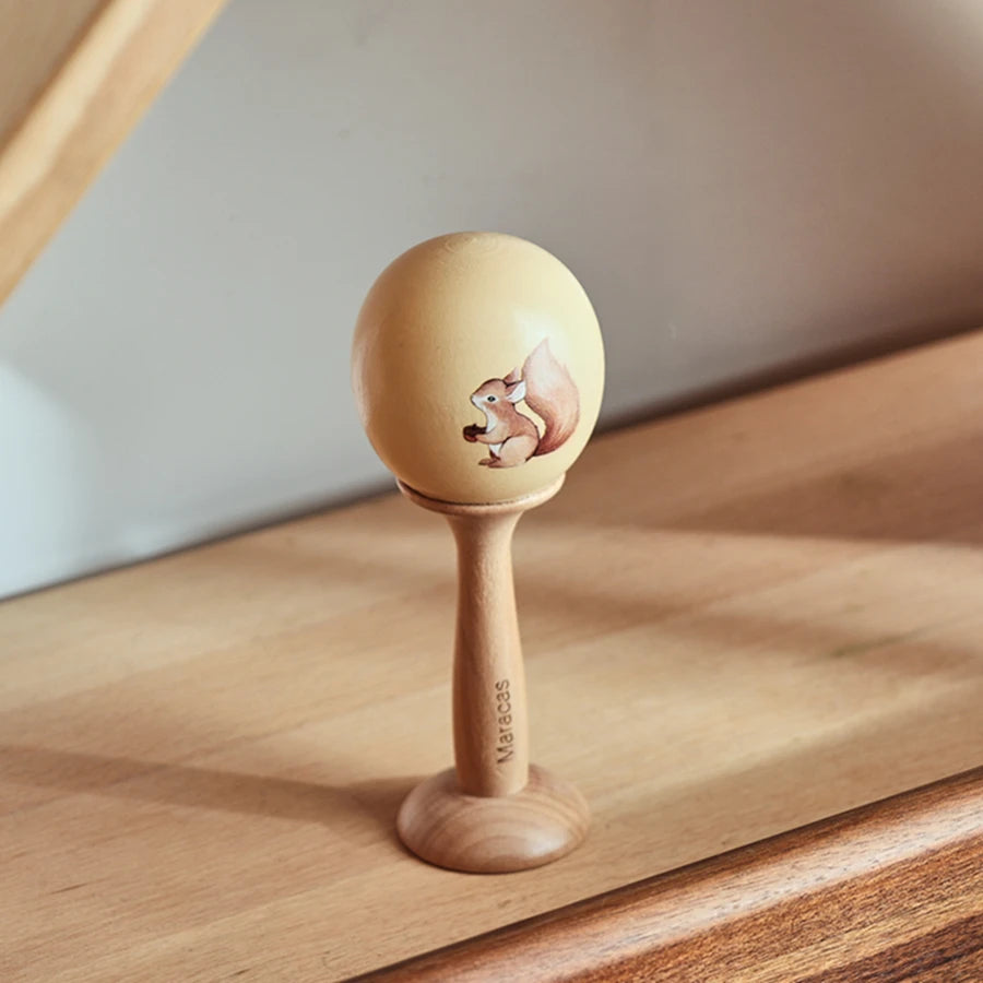 Kids Wooden Montessori Toys Musical Instruments Rattle Toys Wooden Squirrel Percussion Instruments Preschool Educational Toys