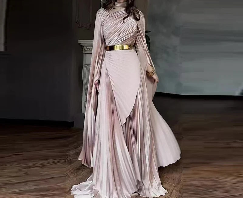 Women's Dresses Temperament Fashion 2025 Autumn New Batwing Sleeve Shawl Split Elegant Party Vestidos Evening Long Dress