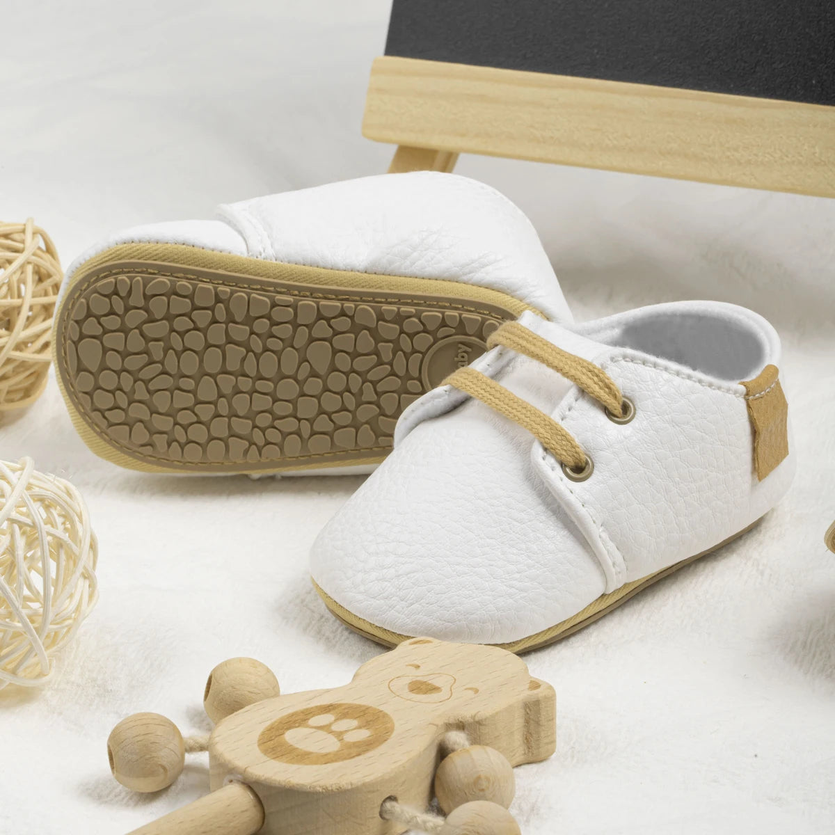 KIDSUN Toddler Baby Shoes Boys Girls Ankle Sneakers Soft Anti-Slip Sole PU Leather Moccasins Infant Newborn Prewalker First