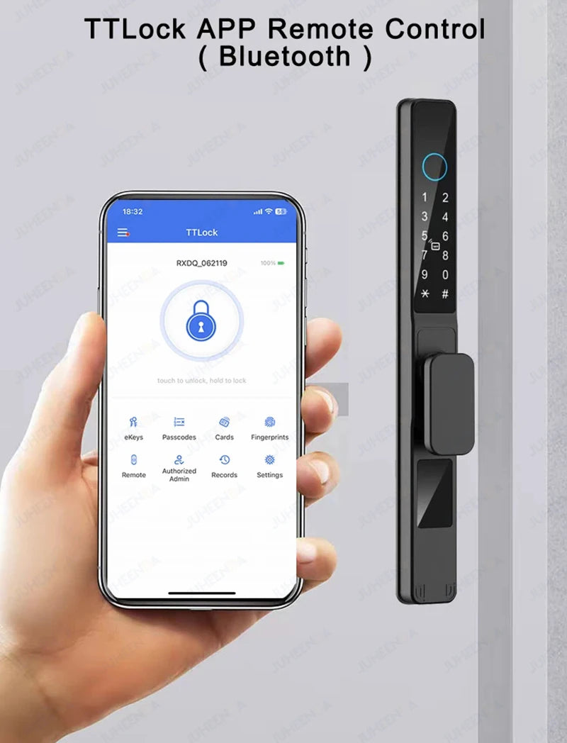 Waterproof Sliding Door Smart Lock TTLock App Alexa Fingerprint Digital Code RFID Card Anti-Lock Aluminum Glass Electronic Lock