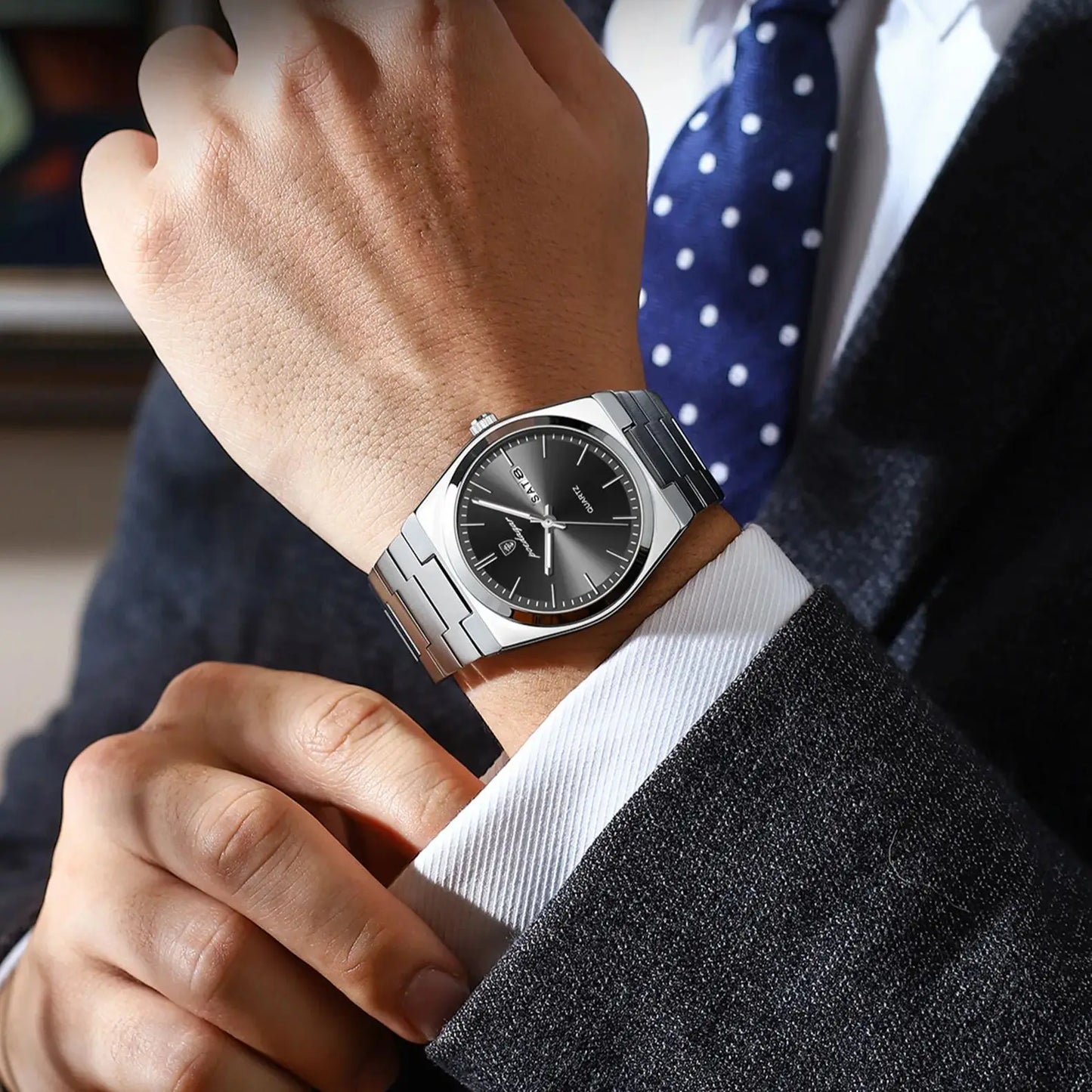 POEDAGAR Luxury Men Watch Stainless Steel Waterproof Luminous Man Wristwatch Date Week Fashion Casual Men's Watches Quartz Reloj