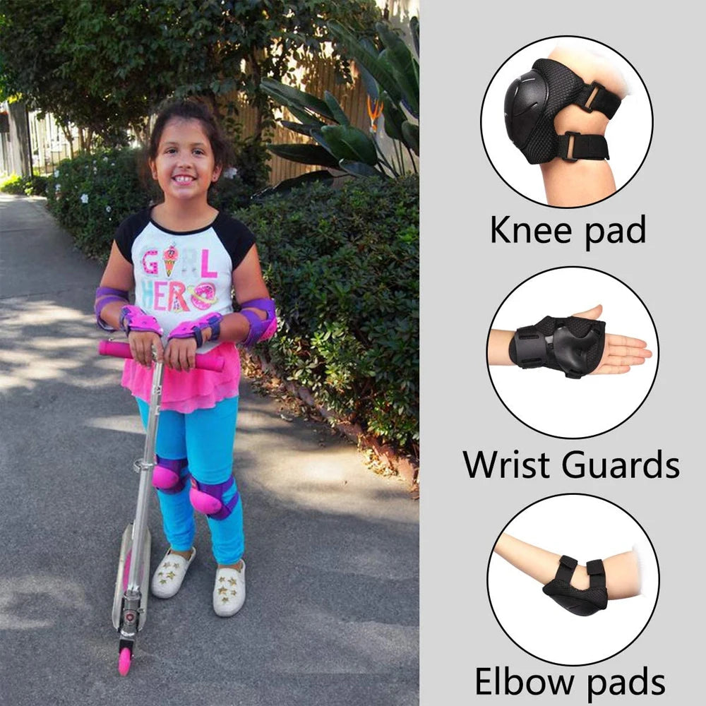 Kids Knee Pads Elbow Pads Age 3-7 Toddler Boys Girls, 6 In 1 Protective Gear Safety Set with Wrist Guard for Skating Cycling New