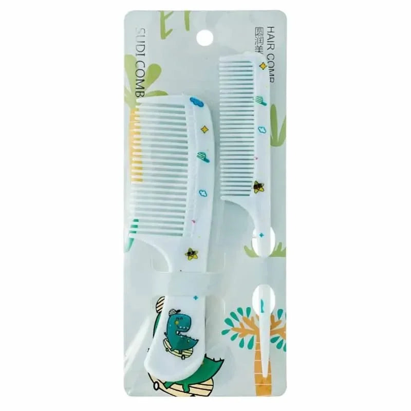 2pcs Kids Hair Combs Set Girls Portable Anti-Static Plastic Comb Cartoon Animals Children Hairdressing Comb with Pointed Tail