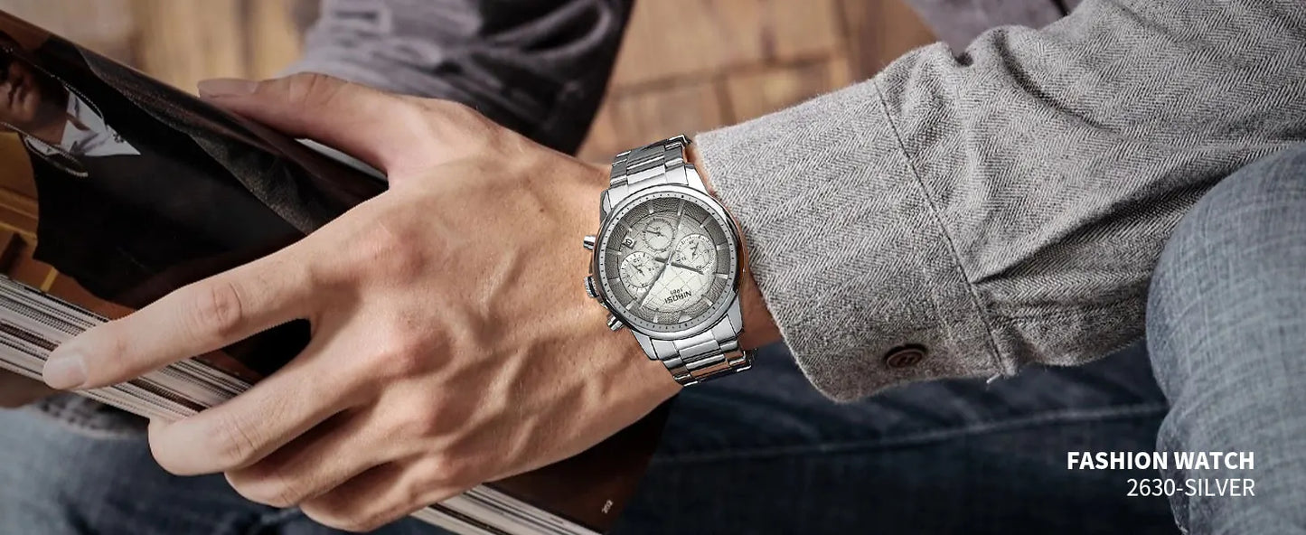 NIBOSI Mens Watches Analog Dainty Business Dress Watches for Men Military Chronograph Watch with Calendar Waterproof Stainless