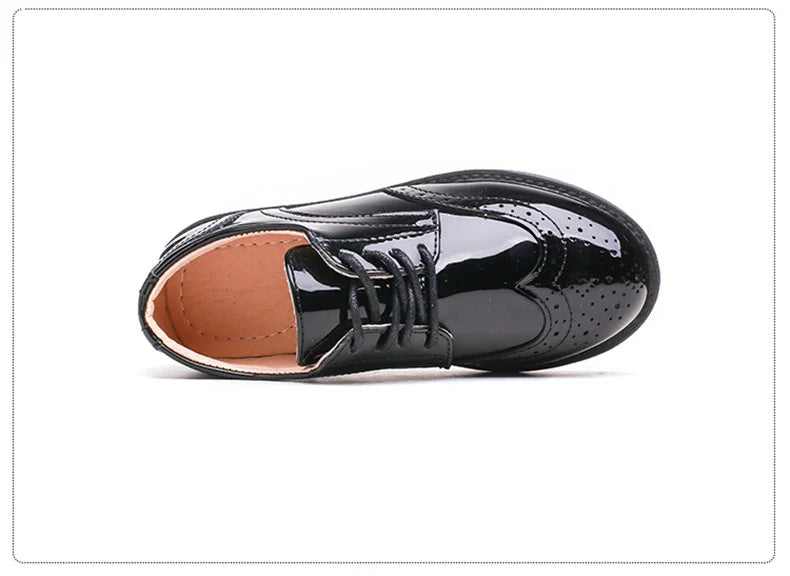 Kids Shoes For Boys Genuine Leather Shoes For Kids Wedding School Show Dress Flats Light Classic Black Children Loafer Moccasins