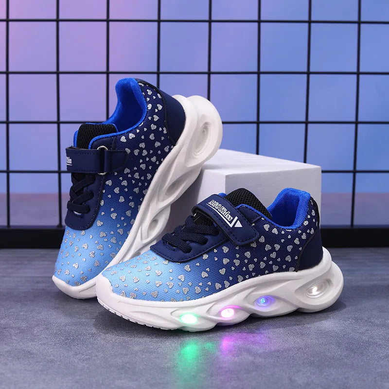 Kids' Casual Shoes Children Led Light Spring Outdoor Sneakers For Breathable Anti-slip Black  Blue Pink Size 21-30