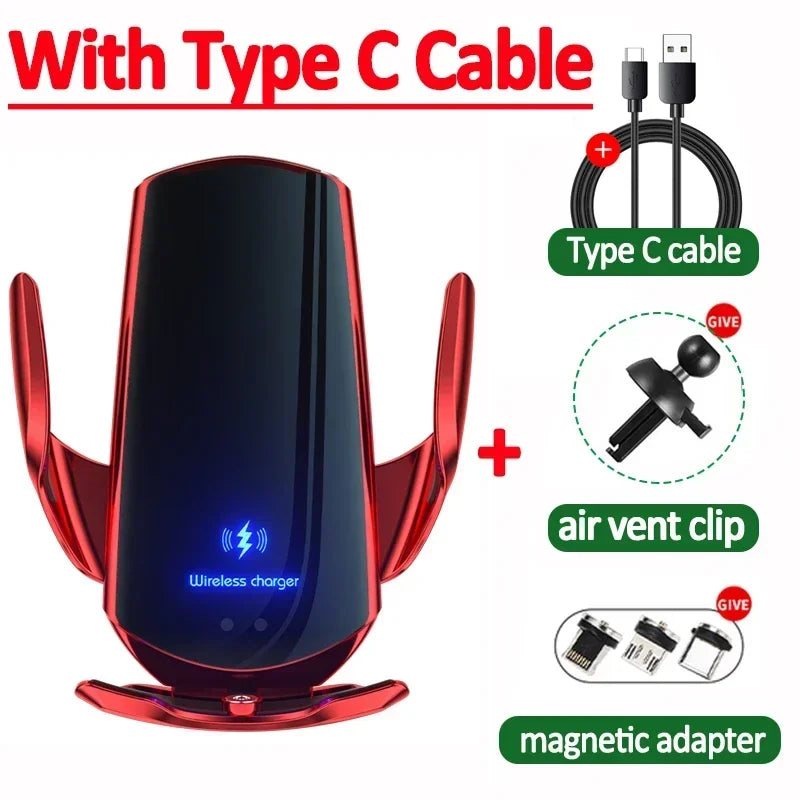 Q3 Smart Sensor Car Phone Wireless Charger 15W Fast Charging Auto-Clamping Car Phone Holder for iPhone and All Qi Enable Android