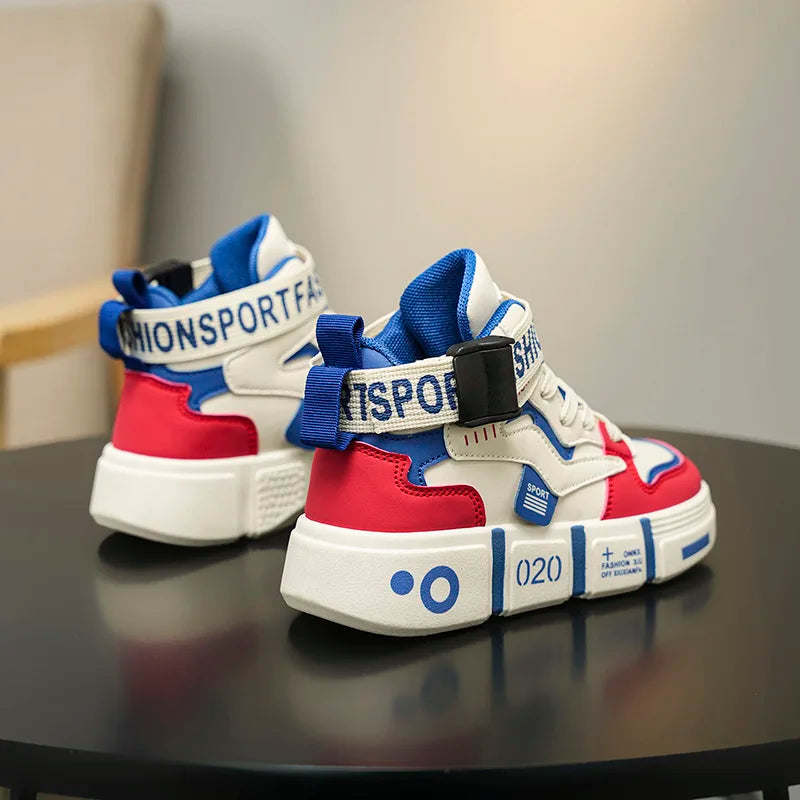 Children High Top Shoes Boys Sneaker Daily Walking Luxury Design Printed 6 To 12 Years Youth Boys Sports Shoes