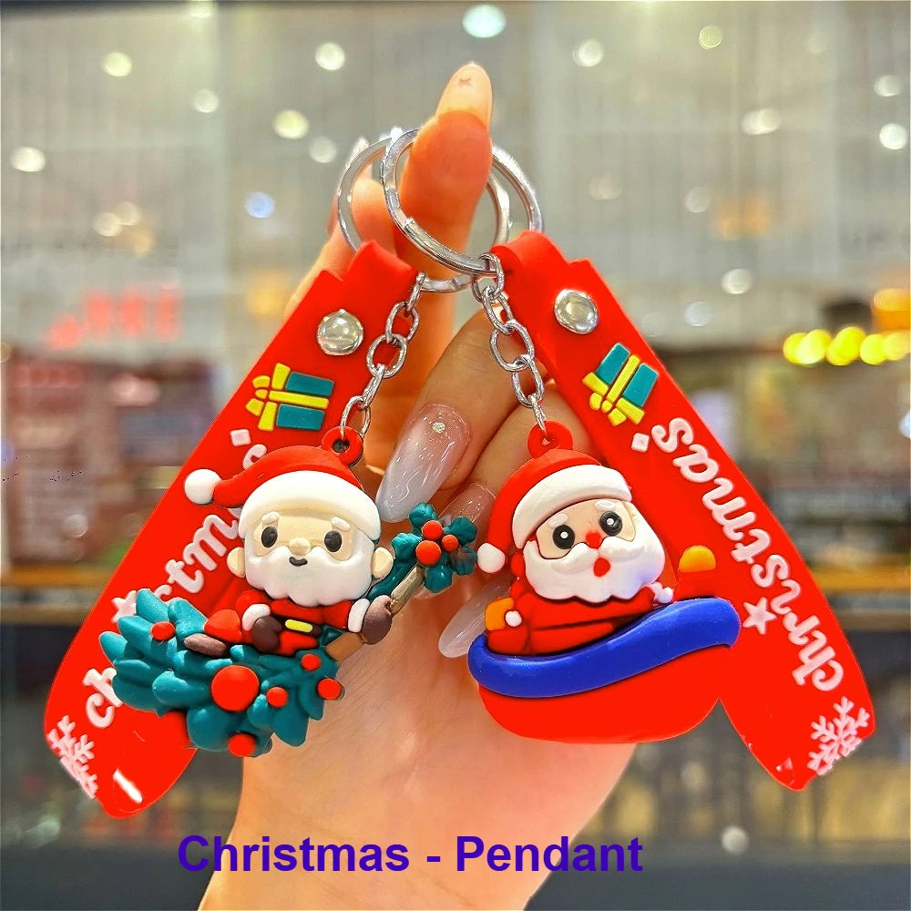 Christmas Gift 2025 Cute Santa Keychain Cartoon Pendant for Bag Car Keys Decor Stocking Stuffer for Kids Children Daughter Son