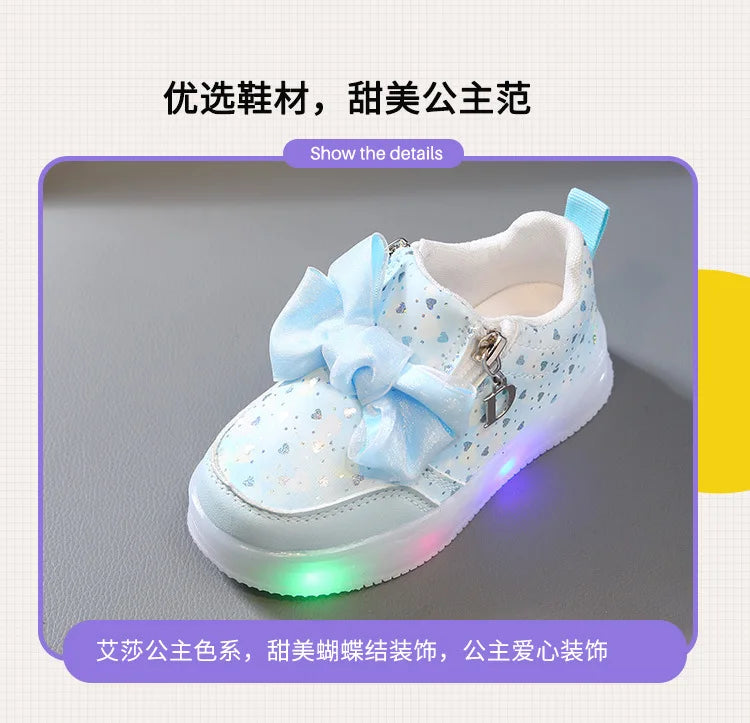 New Kids Shoes Autumn Retro Soft Girl Shoe Glowing Princess Delicate Child Shoes Casual Trend Versatile Designer Short Boot 2025