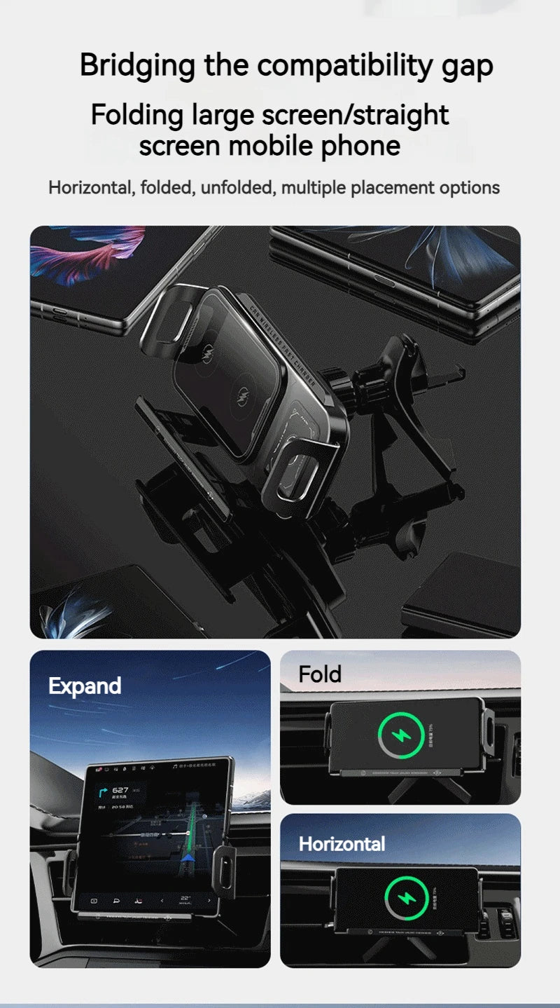 15W Universal Car Phone Wireless Charger Holder 360° Rotation Mount for Samsung Galaxy Fold 6 5 4 3 Z Flip S25 S24 Iphone 16 15