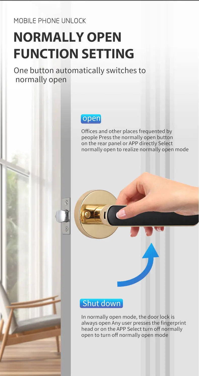 Smart Fingerprint Door Lock Handle for Home Apartment With Key card Digital Door Lock Keypad Keyless Entry electronic lock