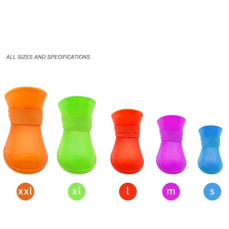 4Pcs Pet WaterProof Rainshoe Anti-slip Rubber Boot For Small Medium Large Dogs Cats Outdoor Shoe Dog Ankle Boots Pet Accessories