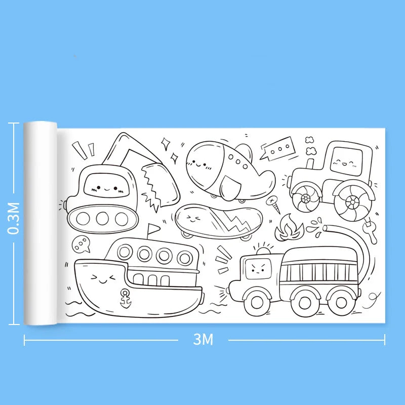 Kids Drawing Toys Sticky Coloring Roll Paper DIY Graffiti Scroll Color Filling Paper Painting Educational Toys for Girls Gift