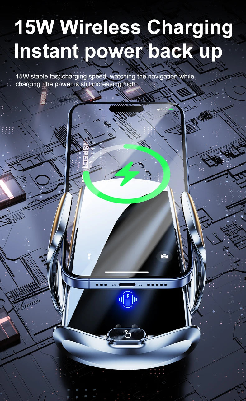Universal All Mobile Phone Charging Car Phone Holder Wireless Charger Automatic Car Cell Phone Holder Vent Clip Accessories