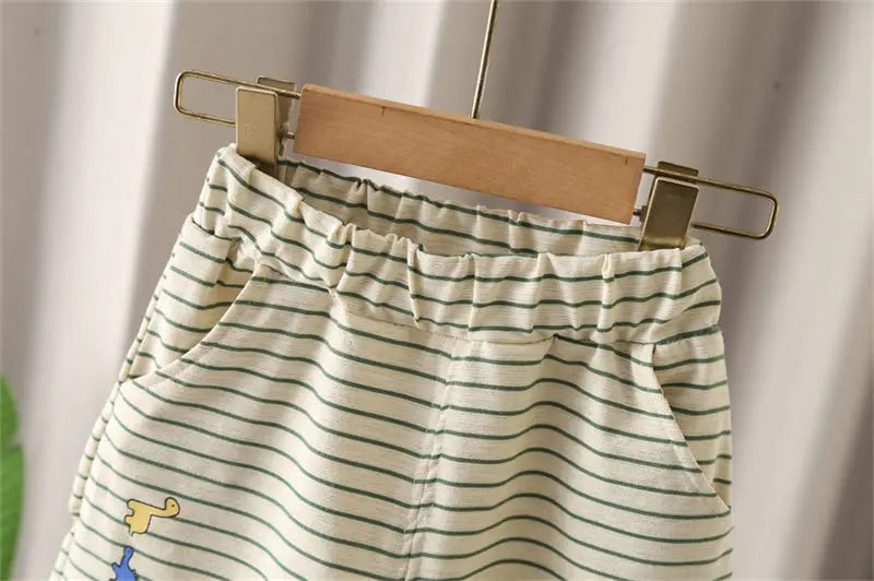 New Kids Clothes Summer Children Boy Strips T Shirt Shorts 2Pcs/set Child Toddler Clothing Infant Sportswear 1 2 3 4 5 YEAR