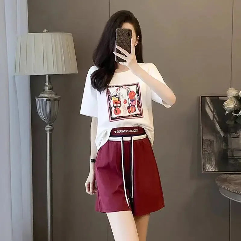 Woman Shorts Top and Bottom Short Sets for Women 2 Pieces Casual Two-piece Stylish Novelty In New Coordinated Matching Full Kit